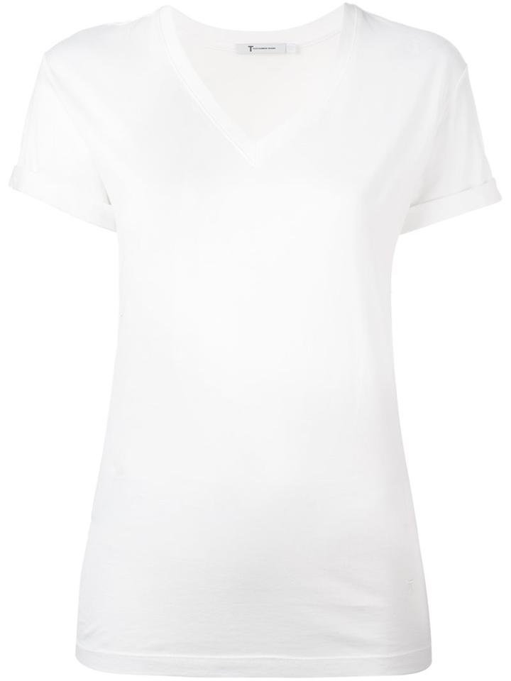 T By Alexander Wang V-neck T-shirt, Women's, Size: Large, White, Cotton