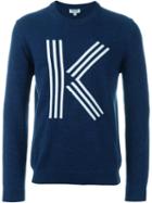 Kenzo K Intarsia Jumper, Men's, Size: L, Blue, Cotton/polyamide