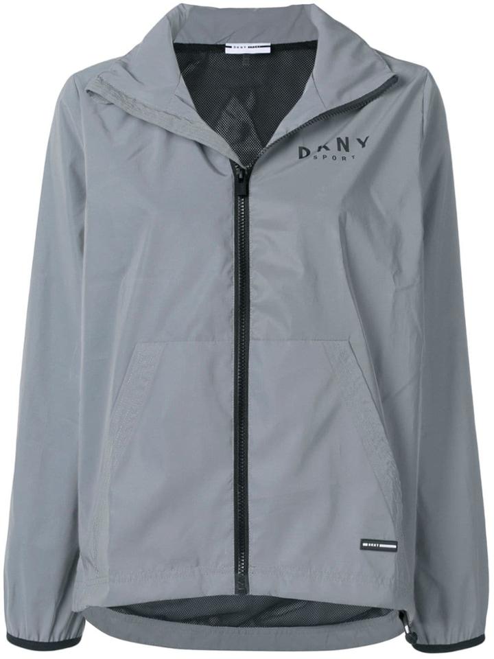 Dkny Hooded Logo Windbreaker - Grey