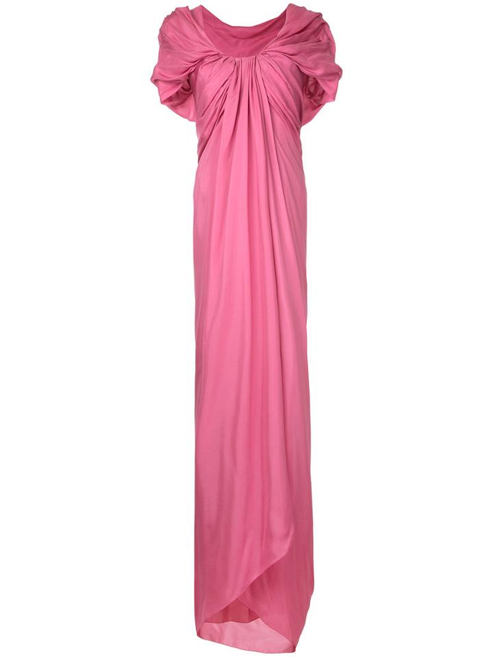 Paule Ka - Long Draped Woven Dress - Women - Silk - 38, Pink/purple, Silk