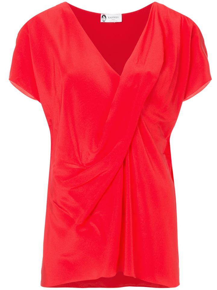 Lanvin Draped V-neck Blouse - Red