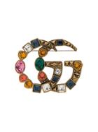 Gucci Multicoloured Double Gg Crystal Brooch