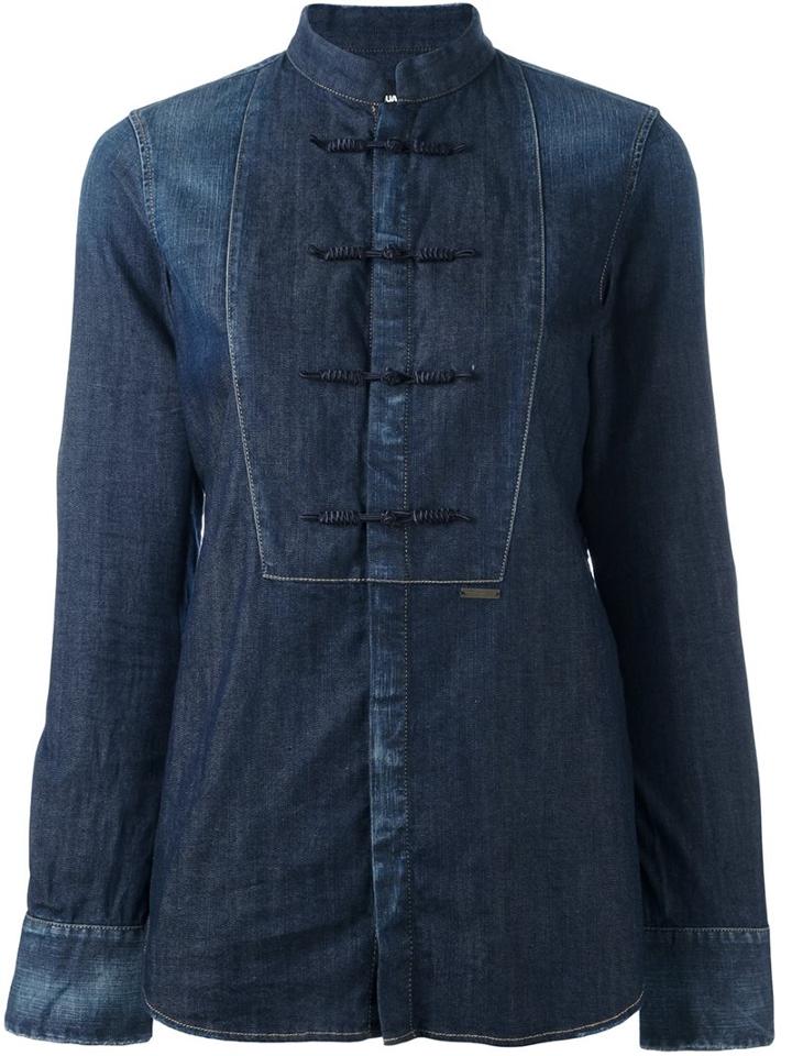 Dsquared2 - 'china Tux' Shirt - Women - Cotton/spandex/elastane - 44, Blue, Cotton/spandex/elastane