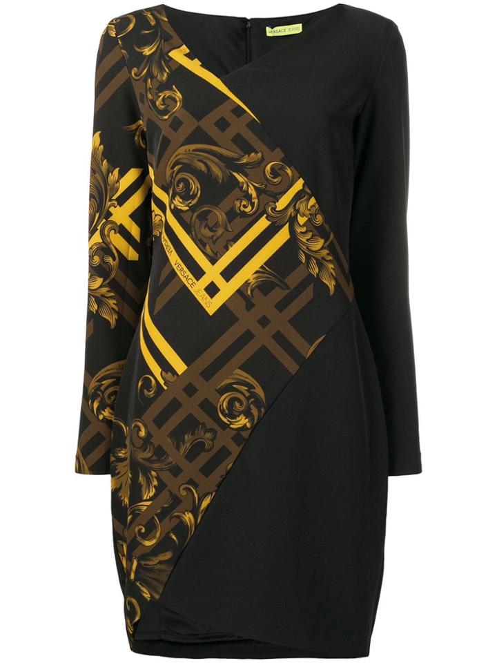 Versace Jeans Contrast Print Midi Dress - Black