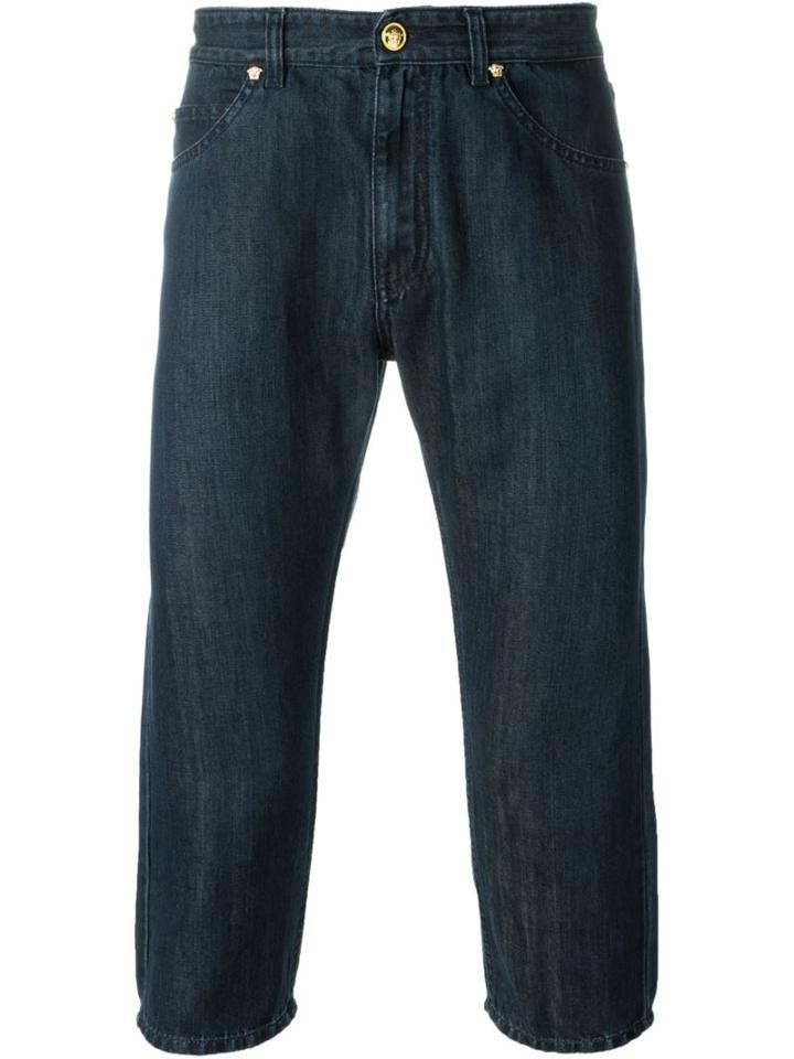 Versace Cropped Jeans, Men's, Size: 33, Blue, Cotton/linen/flax/polyester