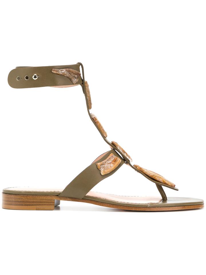 Red Valentino Snake-embellished Sandals - Green