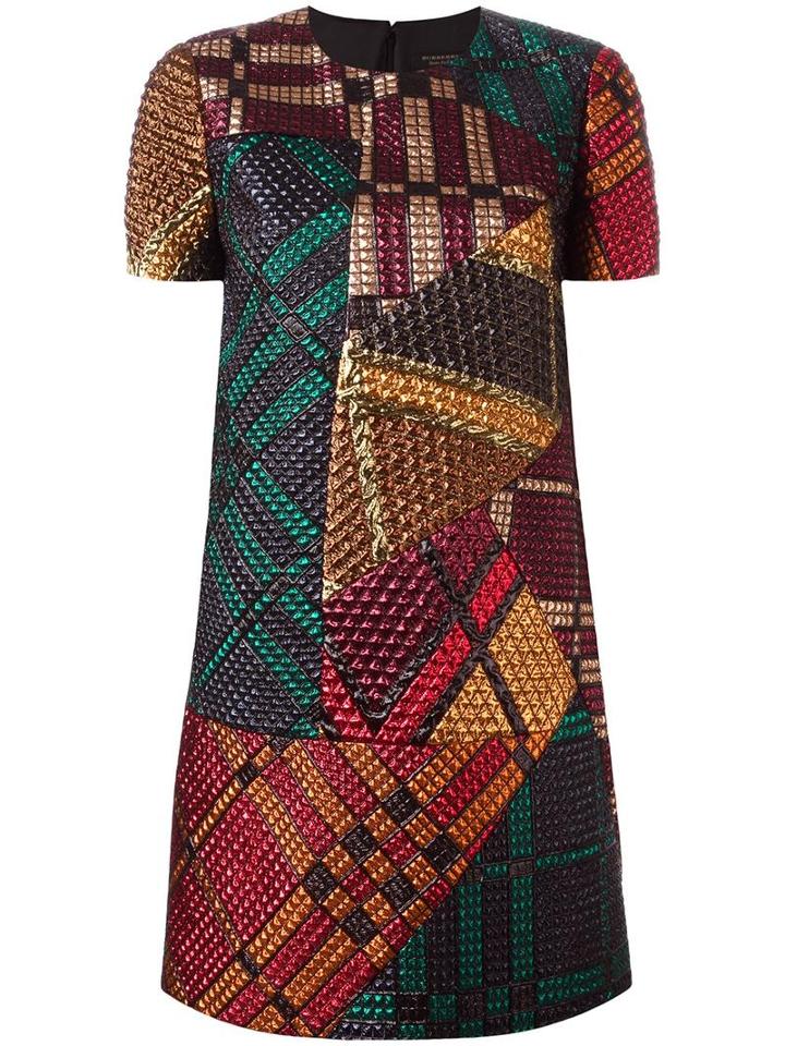 Burberry Runway Multi Print Shift Dress, Women's, Size: 42, Brown, Silk/polyamide/lurex