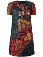 Burberry Runway Multi Print Shift Dress, Women's, Size: 42, Brown, Silk/polyamide/lurex
