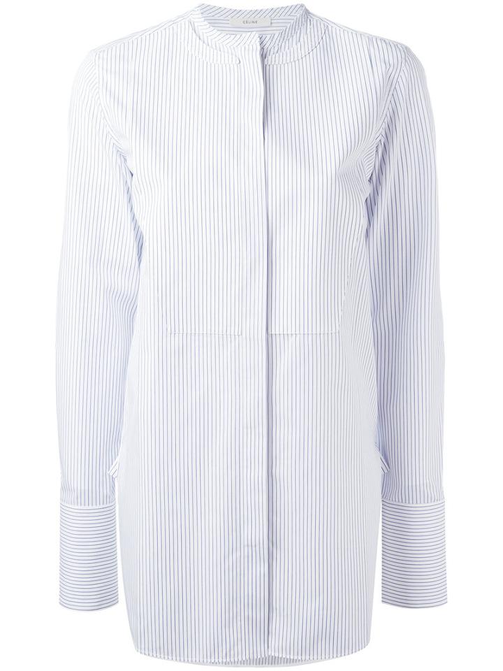 Céline Striped Shirt, Women's, Size: 46, Blue, Cotton