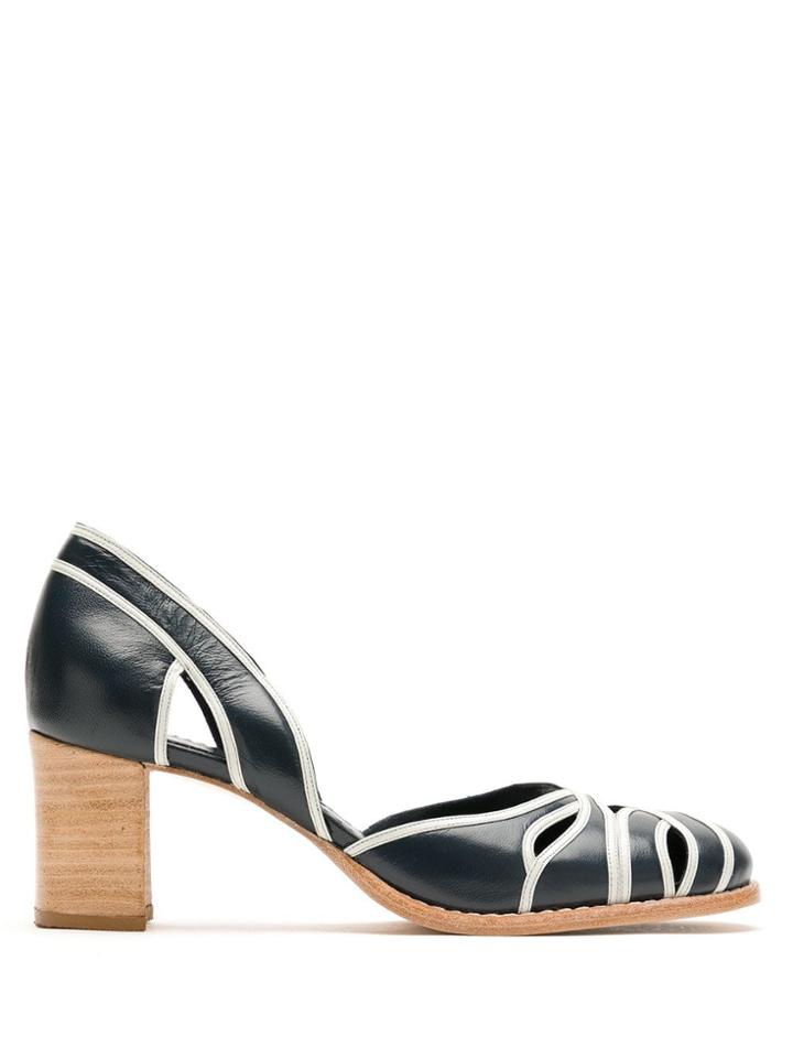 Sarah Chofakian Cut Out Leather Pumps - Blue