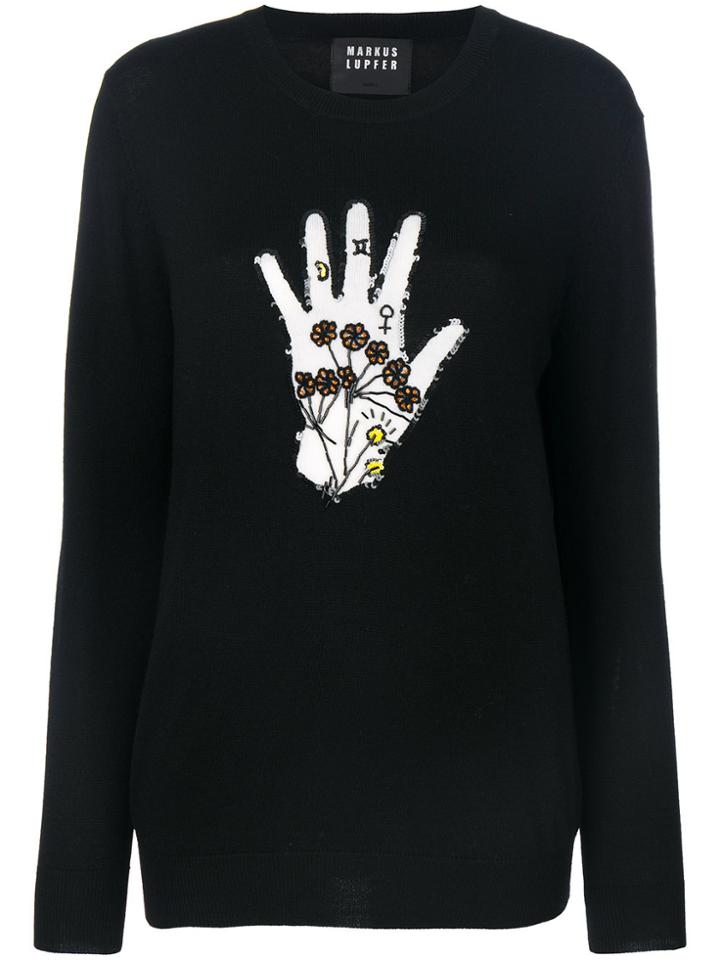 Markus Lupfer Nathalie Embellished Hand Sweater - Black