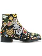 Maison Margiela Embroidered Patch Ankle Boots - Multicolour