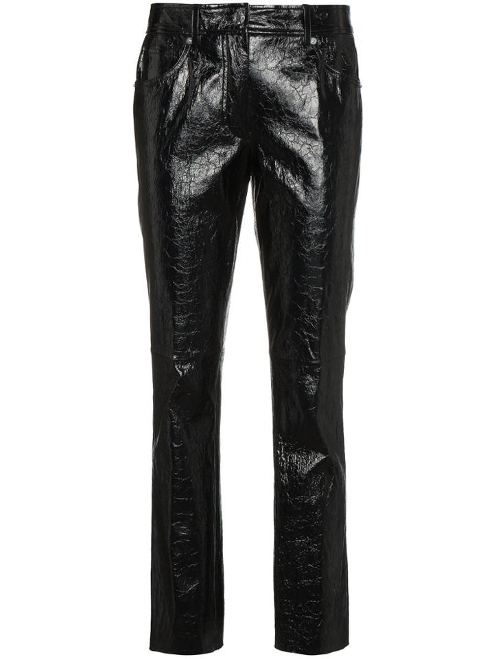 Helmut Lang Leather Mid Rise Cropped Trousers - Black