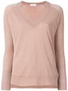 Zanone V-neck Jumper - Pink & Purple