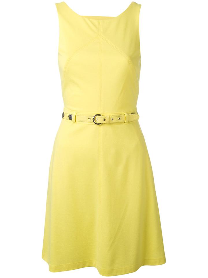 Versace Jeans - Belted Dress - Women - Polyamide/spandex/elastane/viscose - 44, Yellow/orange, Polyamide/spandex/elastane/viscose