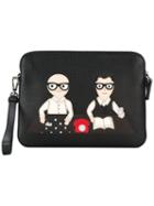 Dolce & Gabbana Graphic Print Clutch, Men's, Black, Leather