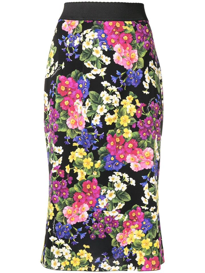 Dolce & Gabbana Floral Print Skirt - Black