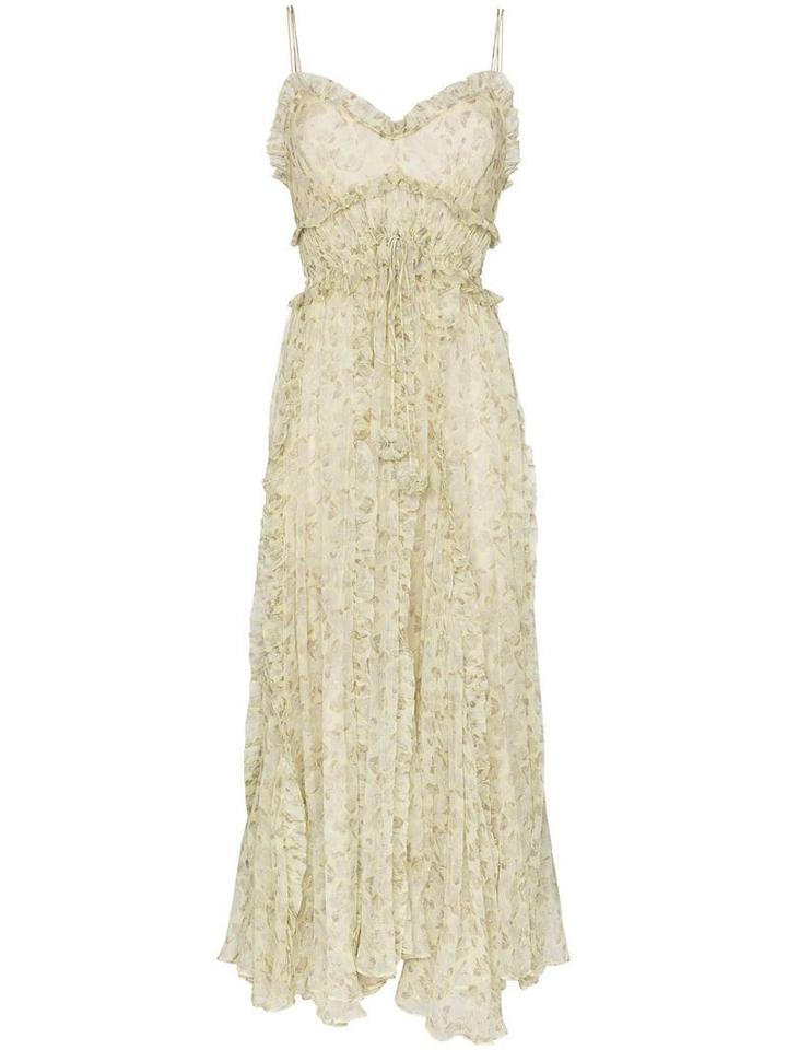 Lee Mathews Nina Crinkle Silk Floral Cami Dress - Yellow