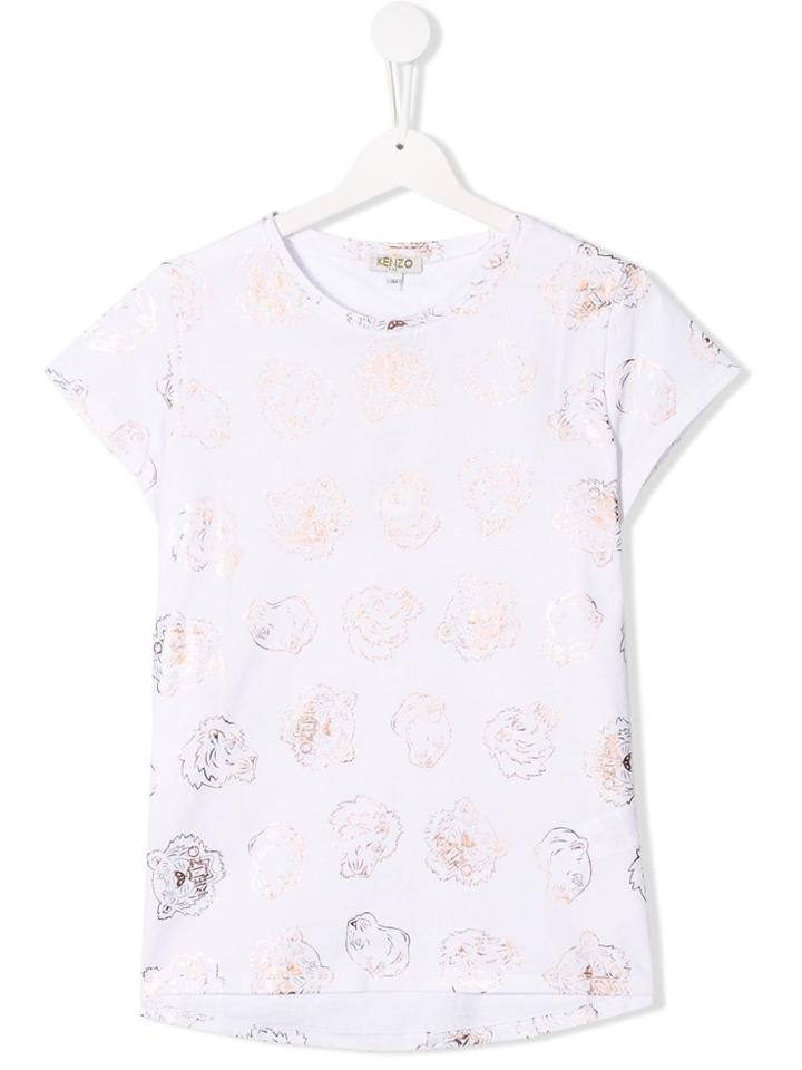Kenzo Kids Logo Tiger Print T-shirt - White