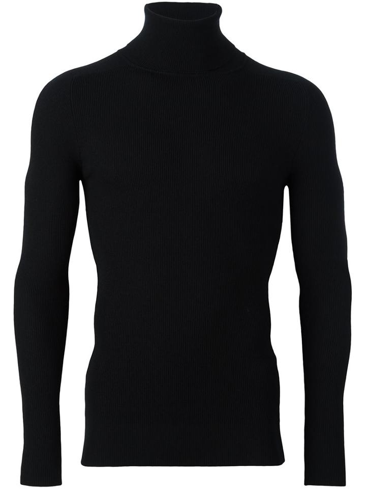 Ports 1961 'fully Fashioned' Turtleneck Sweater, Men's, Size: Medium, Black, Wool/polyester