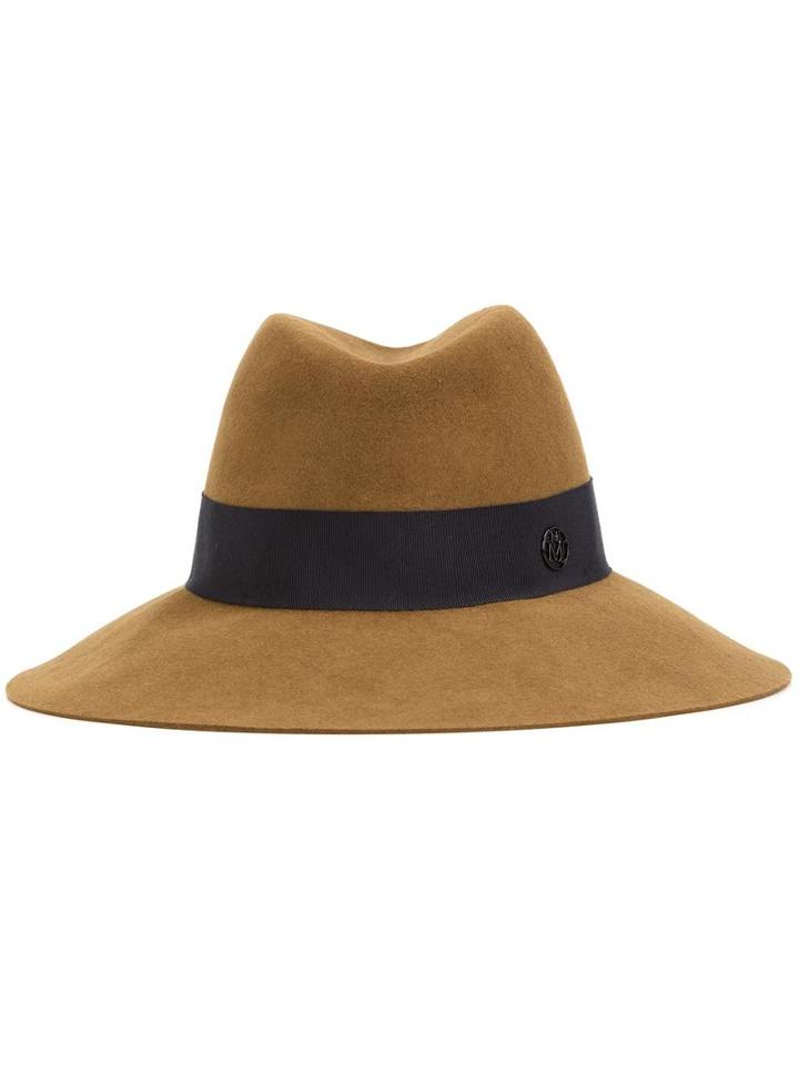 Maison Michel Fedora Hat, Women's, Size: Small, Brown, Wool