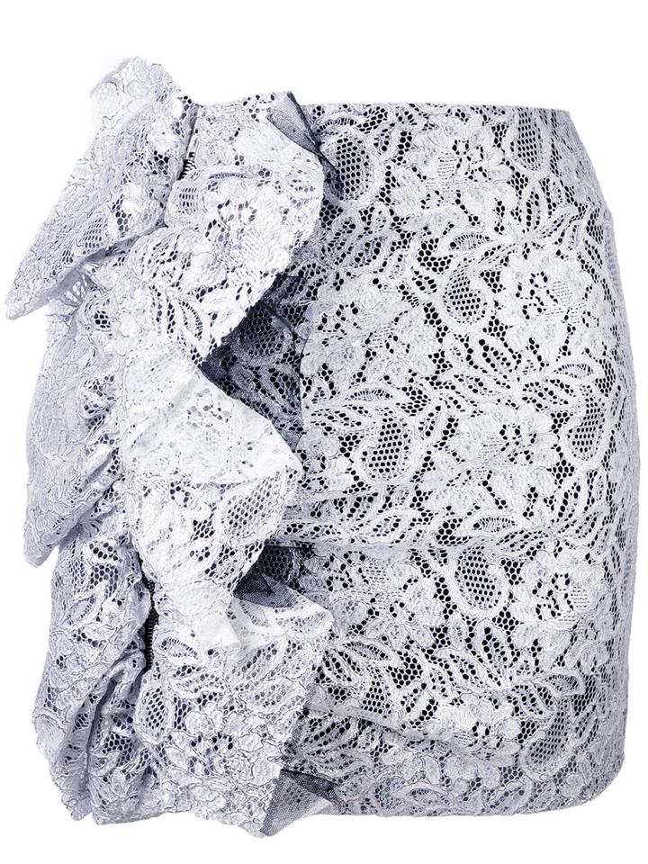 Msgm - Lace Mini Skirt - Women - Polyamide/polyester/spandex/elastane/viscose - 40, Grey, Polyamide/polyester/spandex/elastane/viscose