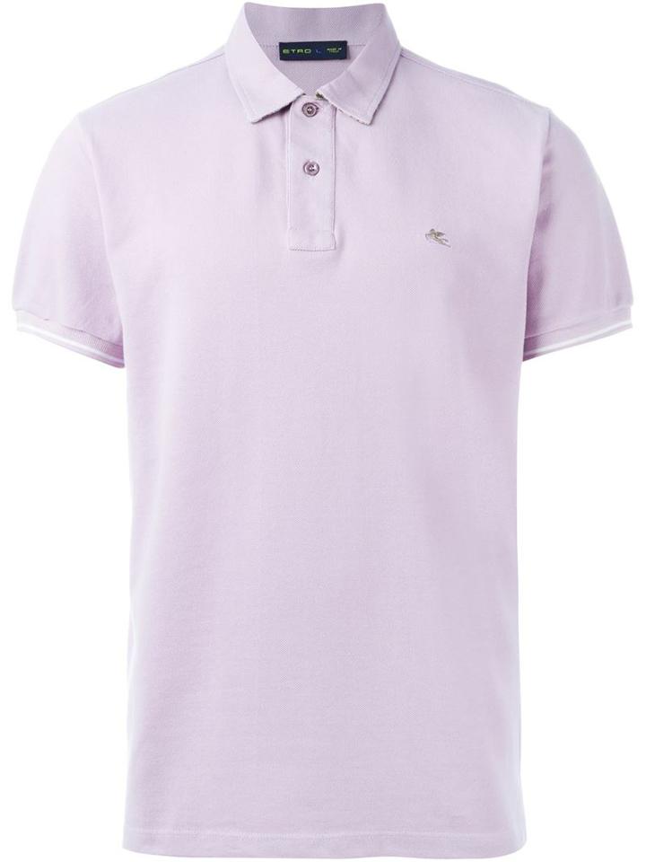 Etro Short Sleeve Polo Shirt, Men's, Size: Large, Pink/purple, Cotton