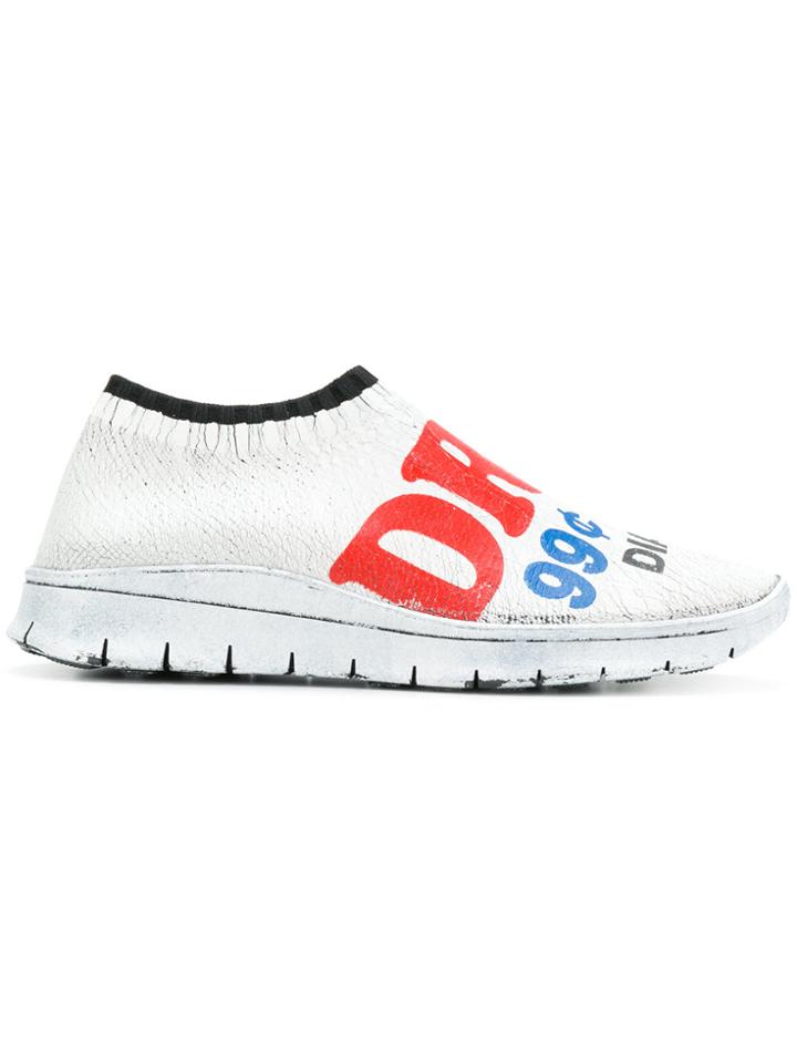 Maison Margiela Slogan Print Coated Sneakers - White