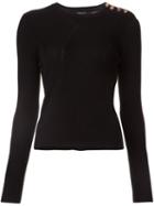 Derek Lam Side Button Ribbed Jumper, Women's, Size: Large, Black, Silk/cashmere