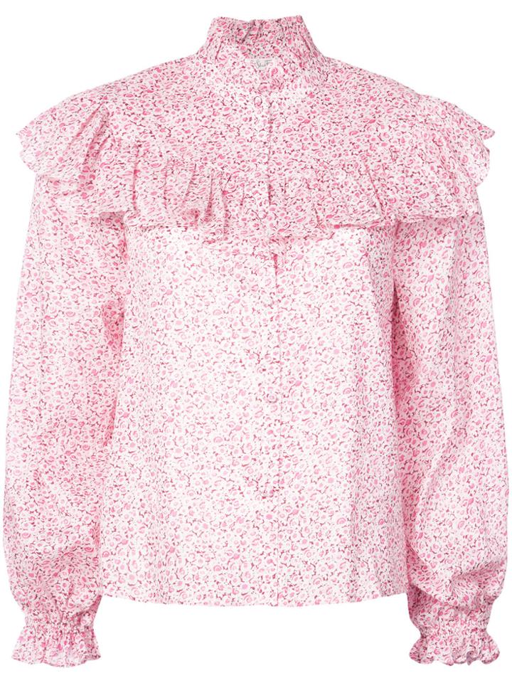 Love Shack Fancy Ruffled Shirt - Pink & Purple