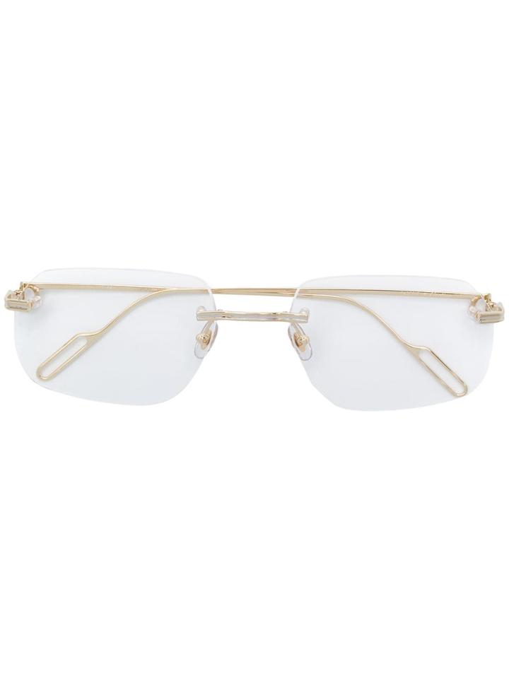 Cartier Rimless Square Shaped Glasses - Gold