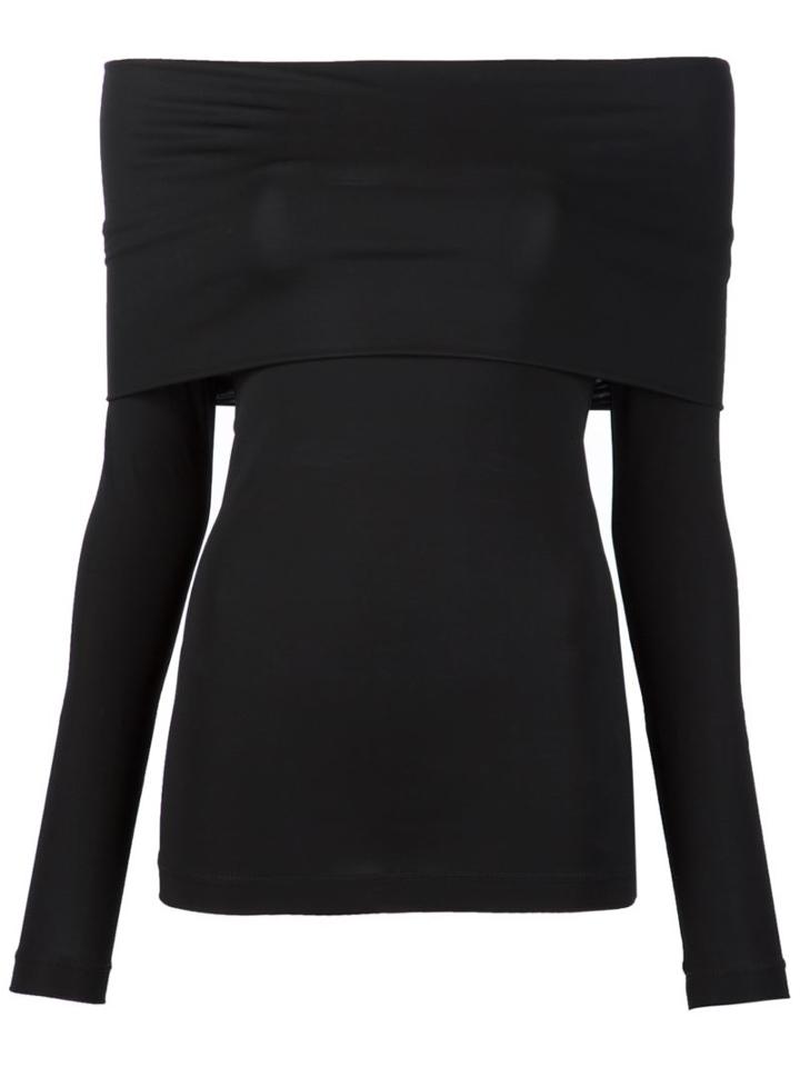 Yigal Azrouel Off-shoulder Long Sleeve Top, Women's, Size: 8, Black, Viscose/spandex/elastane
