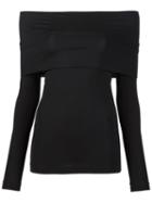 Yigal Azrouel Off-shoulder Long Sleeve Top, Women's, Size: 8, Black, Viscose/spandex/elastane