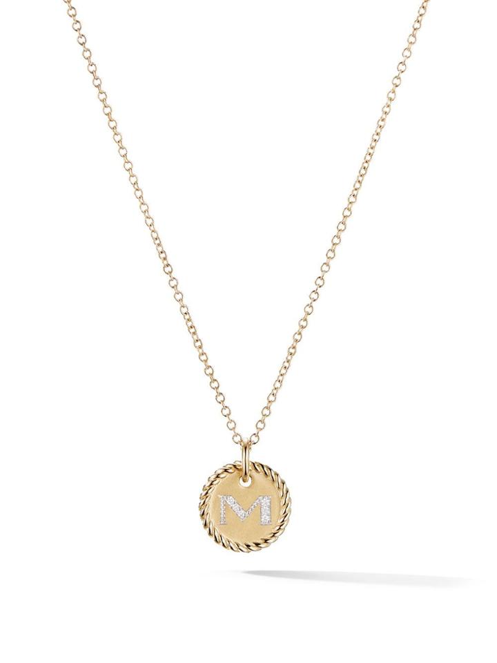 David Yurman 18kt Yellow Gold Cable Collectibles Diamond M Initial