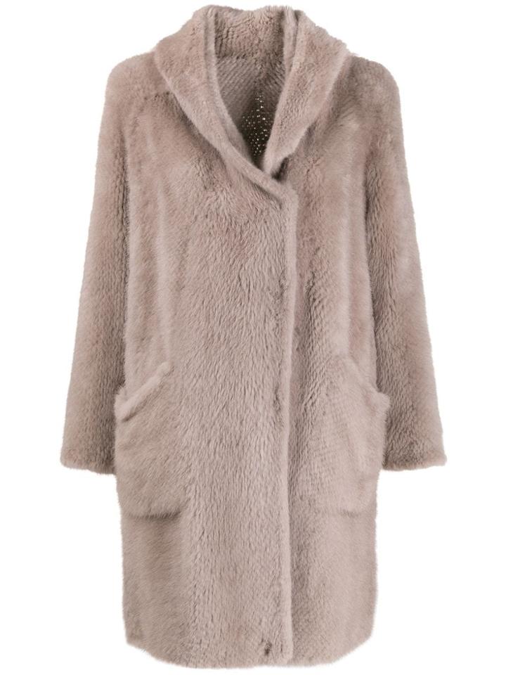 Liska Oversized Fur Coat - Neutrals