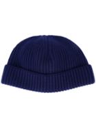 Lanvin Ribbed Beanie Hat, Men's, Blue, Wool