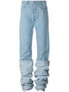 Y / Project Oversized Folded Jeans, Adult Unisex, Size: 44, Blue, Cotton