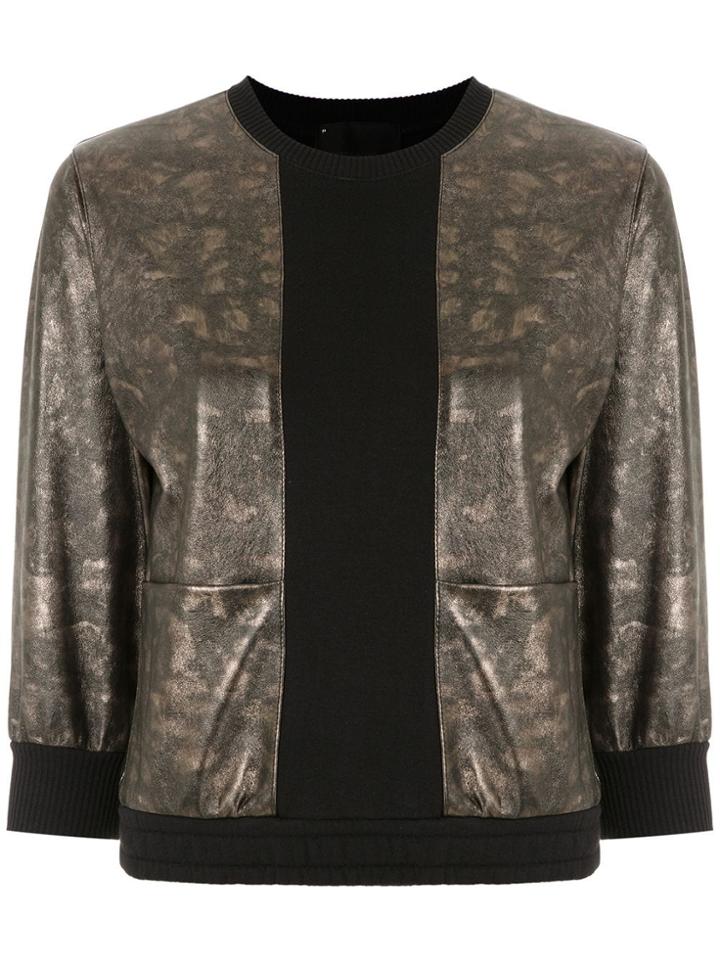 Andrea Bogosian Leather Panelled Sweatshirt - Metallic