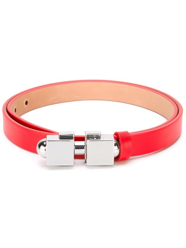 Carven Metallic Buckle Belt, Women's, Size: 75, Red, Leather