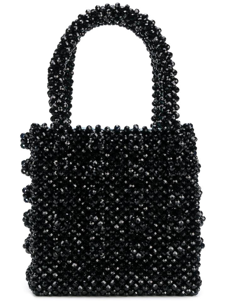 Shrimps Beaded Mesh Box Purse - Black