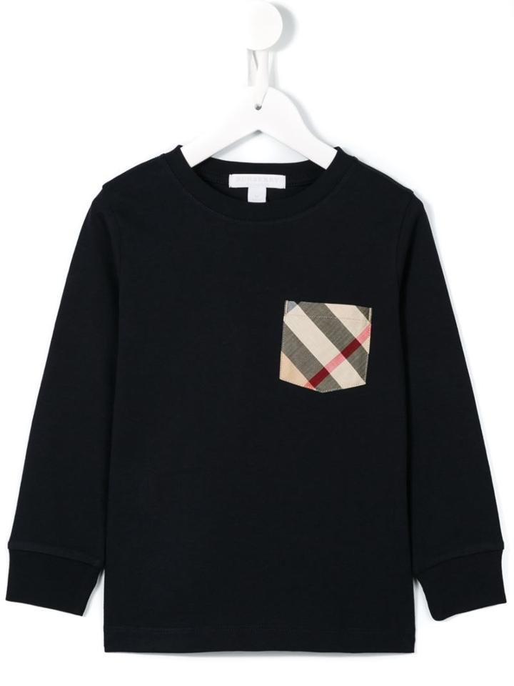Burberry Kids House Check Chest Pocket Sweatshirt, Boy's, Size: 6 Yrs, Blue