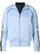 Versace Embroidered Sleeve Bomber Jacket - Blue