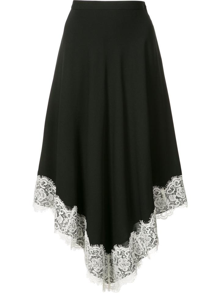 Derek Lam - Lace Detail Pointed Skirt - Women - Silk - 42, Women's, Black, Silk