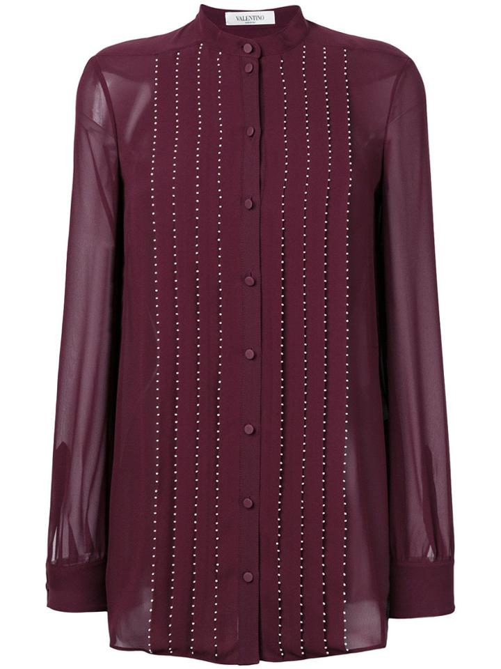Valentino Embellished Pleated Blouse - Pink