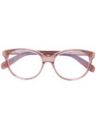 Saint Laurent Eyewear Oval Frame Glasses - Pink & Purple