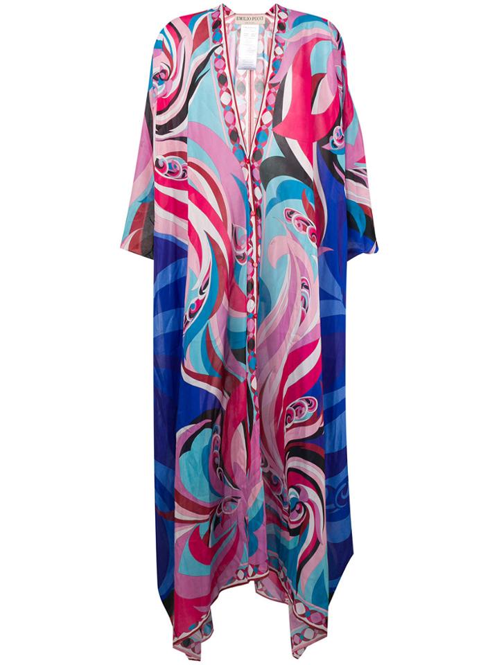 Emilio Pucci Long Printed Kaftan - Pink & Purple