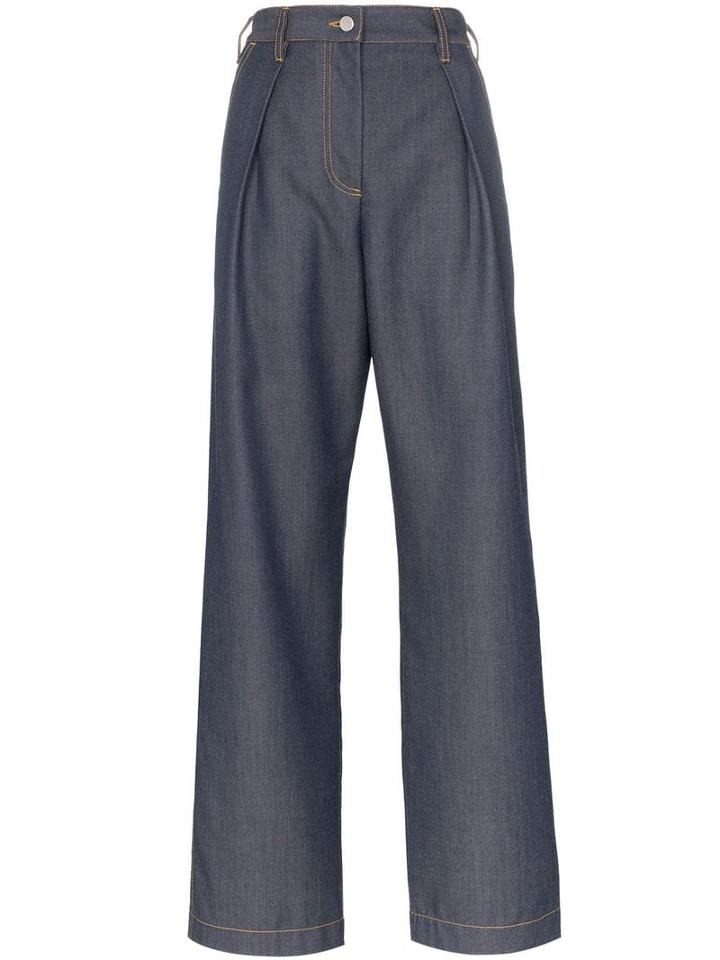 Wright Le Chapelain Tailored Wide Leg Denim Trousers - Blue