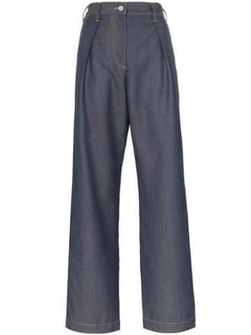 Wright Le Chapelain Tailored Wide Leg Denim Trousers - Blue
