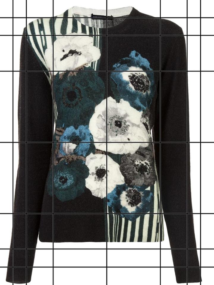 Samantha Sung Floral Embroidered Sweater - Black