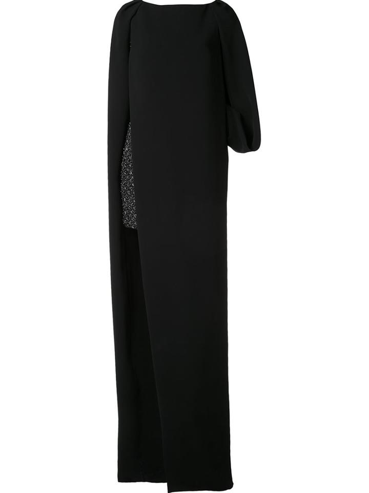 Monique Lhuillier Exposed Slit Gown Dress, Women's, Size: 10, Black, Silk